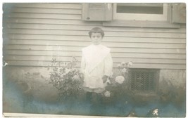 RPPC AZO Little Kid on side of house with flowers - £9.00 GBP