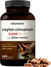 Naturebell Ceylon Cinnamon 9,000Mg per Serving, 240 Capsules | Made with Organic - £12.09 GBP