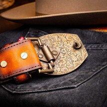 Marco Di Milano Caiman & Calfskin Western Belt Signature Texas Aged Brown image 7