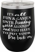 PhineFinds Its All Fun &amp; Games - 12oz wine tumbler with lid - Stainless ... - £15.32 GBP