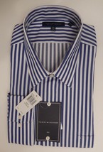 Genuine Tommy Hilfiger Blue White 100% Cotton Shirt Sizes: 17 17.5 18 Xl Xxl Nwt - £50.35 GBP+