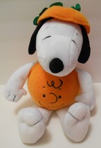 Snoopy Plush Stuffed Toy Halloween Pumpkin Charlie Brown Face Hallmark 14&quot; - £32.13 GBP