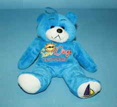 San Diego CA Teddy Bear 8&quot; Bean Bag Stuffed Animal Aqua Blue Plush Soft Toy Cali - £8.55 GBP
