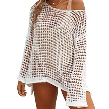 Crochet Crop Tops For Women Bathing Suit Cover Ups Sexy Hollow Out Swim Cover Up - £38.36 GBP