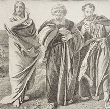1906 Jesus Walks to Emmaus Print Story Of The Bible 8.25 X 5.75&quot; Antique... - £13.83 GBP