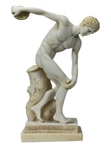 Discobolus Discus Thrower Male Athlete Greek Roman Statue Sculpture 11.81 in - $79.48