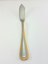 International Silver Royal Bead Gold Master Butter Knife Stainless Gold Accent - $12.80