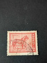 1959 Argentina Horse (Equus ferus caballus) 1 Peso Postmark Stamp - £6.33 GBP