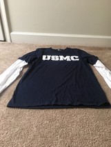 USMC U.S. Marine Corps Men&#39;s Blue &amp; White Long Sleeve Shirt Size Medium - £31.54 GBP