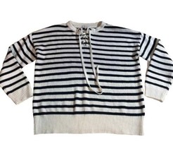 Purple Snow 2XL XXL Long Sleeve Knot Sweater Black White Striped Drawstring - £7.91 GBP