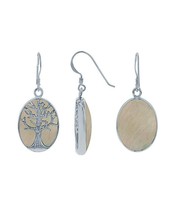 Silver Roots Oval MOP Tree of Life Sterling Silver Dangling Earrings - £53.13 GBP