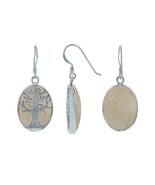 Silver Roots Oval MOP Tree of Life Sterling Silver Dangling Earrings - £53.14 GBP