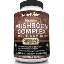 Nutrivein Mushroom Supplement-2600mg-90 Caps-11 Organic Mushrooms-Lions ... - $43.30
