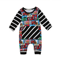 NWT Avengers Comic Strip Baby Boys Black Long Sleeve Romper Jumpsuit Outfit  - £5.72 GBP