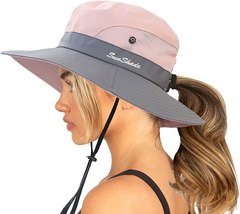 Womens Summer Sun-Hat Outdoor UV Protection with Ponytail-Hole - £9.77 GBP