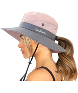 Womens Summer Sun-Hat Outdoor UV Protection with Ponytail-Hole - £9.96 GBP