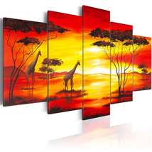 Tiptophomedecor Stretched Canvas Animal Art - Giraffes On The Background With Su - £70.78 GBP+