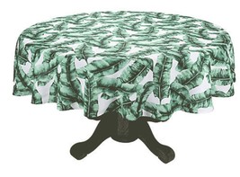 Summer Banana Leaf Patio Indoor Outdoor Fabric Tablecloth 70&quot; Round - £18.93 GBP