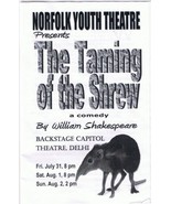 Program Taming Of The Shrew Norfolk Youth Theatre Backstage Capitol Thea... - £3.91 GBP