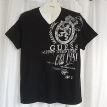 GUESS Graphic T-Shirt Royal Division Black Silver Dry Goods Short Sleeve Men XL - £30.46 GBP