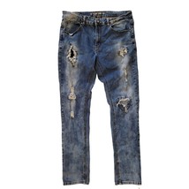 Krome Supplement Mens Stretch Distressed Blue Denim Jeans size 34x32 - £30.90 GBP