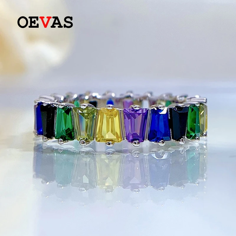 100% 925 Sterling Silver Colorful High Carbon Diamond Rings For Women Sparkling  - £26.56 GBP