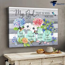 Hummingbird Flower Wall Poster My God That Is Who You Are Way Maker Miracle Work - £12.78 GBP