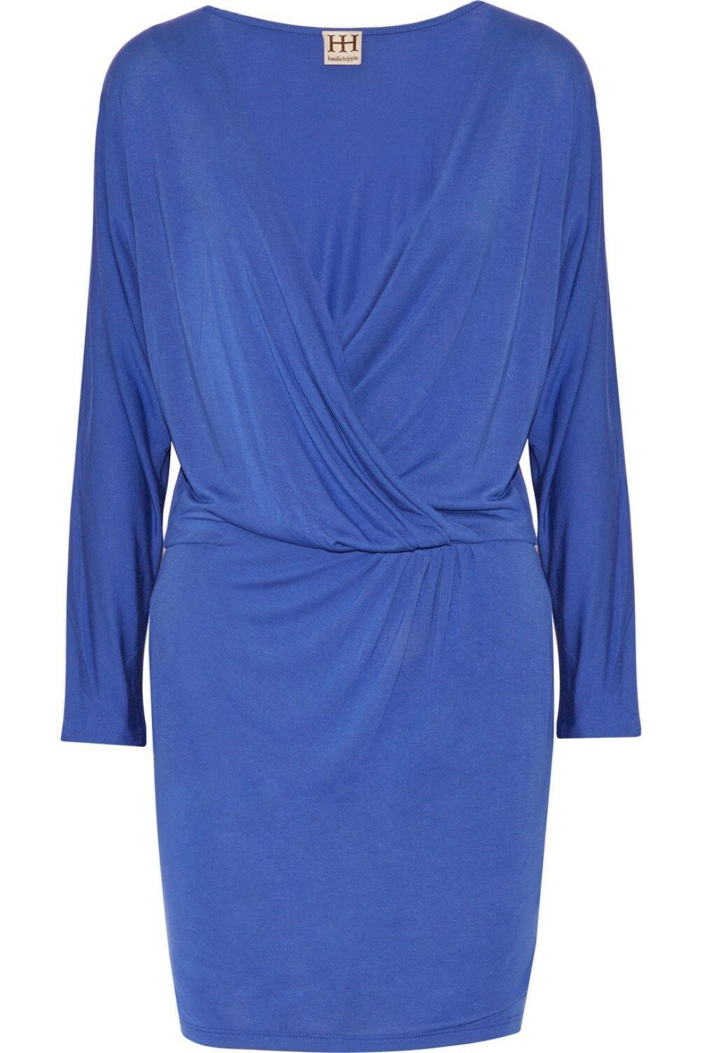 $158 HAUTE HIPPIE Ruched DRAPED Dress COBALT BLUE ( S ) Item image 2