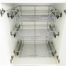 New 2 Pcs Silver Pull-Out Wire Baskets Kitchen Cabinets Storage Organiser Rack - £59.27 GBP+