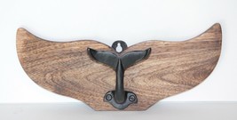  Nautical Wood Plaque with Iron Whale Tail Hooks Wall Décor Hook Hanger  - $17.72