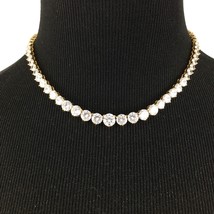 INFINITY graduated white CZ necklace - sparkly gold-plated choker 15.5&quot; tennis - £23.49 GBP