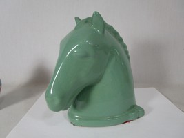 Vintage Abingdon Pottery MCM Rare Horse Head Bookend Dark Pastel Ocean G... - $39.59