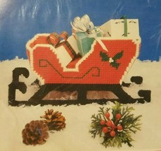 Mary Maxim Christmas Sleigh Plastic Canvas Needlepoint Kit #027160 Vintage Nop - £12.01 GBP