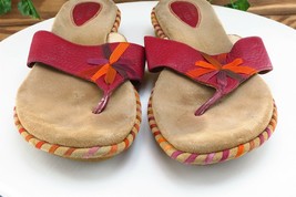 Clarks Artisan Sz 9.5 M Red Flip Flop Leather Women Sandals - £13.12 GBP