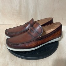Magnanni Penny Loafer Mens Size 11.5 Slip On Round Toe Leather Brown Shoes - $65.09
