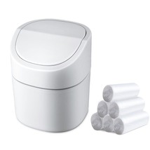 Mini Desk Trash Can With Lid With Trash Bags 180 Pcs Swing-Lid Tiny Coun... - £23.53 GBP