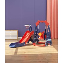 3 in 1 Slide and Swing Set W/Basketball Hoop 1-8 Years Old Children 55.1... - £181.40 GBP