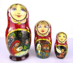 Matryoshka Nesting Doll 5.5&quot; 3 Pc., Jesus Nativity Hand Made Set Russian 1060 - £38.03 GBP