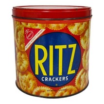 Nabisco Ritz Cracker Metal Tin Round w/ Lid 13 Oz 70s National Biscuit Company - £13.13 GBP