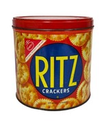 Nabisco Ritz Cracker Metal Tin Round w/ Lid 13 Oz 70s National Biscuit C... - $16.69