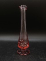 Fenton Glass Pink Cabbage Rose Footed Swung 9 1/4” Tall Bud Flower Vase - £20.96 GBP