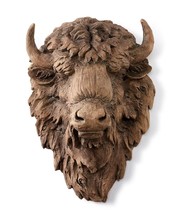 Bison Head Wall Plaque Buffalo Brown Resin 15" High Lifelike Textured Features