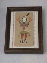Native American Navajo Yei Sand Painting Wall Picture Wood Framed - $17.33