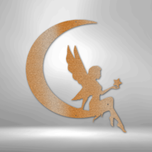 Fairy Moon Steel Sign Laser Cut Powder Coated Home &amp; Office Metal Wall Decor Mu - £41.72 GBP+