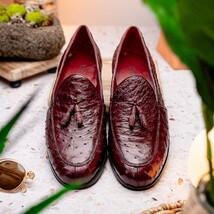 Aubiere Genuine Ostrich Quill Slip on Shoes Wine image 10