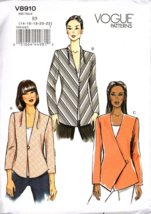 Vogue V8910 Misses Lined Asymmetrical Jacket Sewing Pattern New Size 14 ... - $18.52