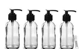Clear Glass Pump Bottle 4 oz - Perfume Studio Pack of 4 Boston Round Clear Glass - £16.06 GBP
