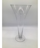 Vintage American Hand Blown Lead Glass Flared Trumpet Vase 16 in Cocktai... - $99.00