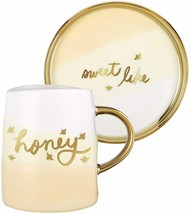 Sweet Like Honey 12 oz Bee Artisanal Coffee Mug Tea Cup Saucer Set 5.5&quot;H Ceramic - £20.19 GBP