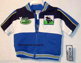 Short Sleeve Skate Jacket Nwt 12M Toddler Boys Blue White Boyz Wear By Nannette - £7.17 GBP